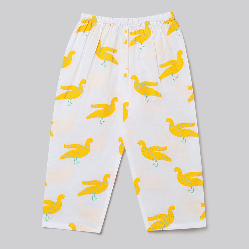 Cotton Night Suit for Kids | Pajama Set | Duck Print | Lemon Yellow