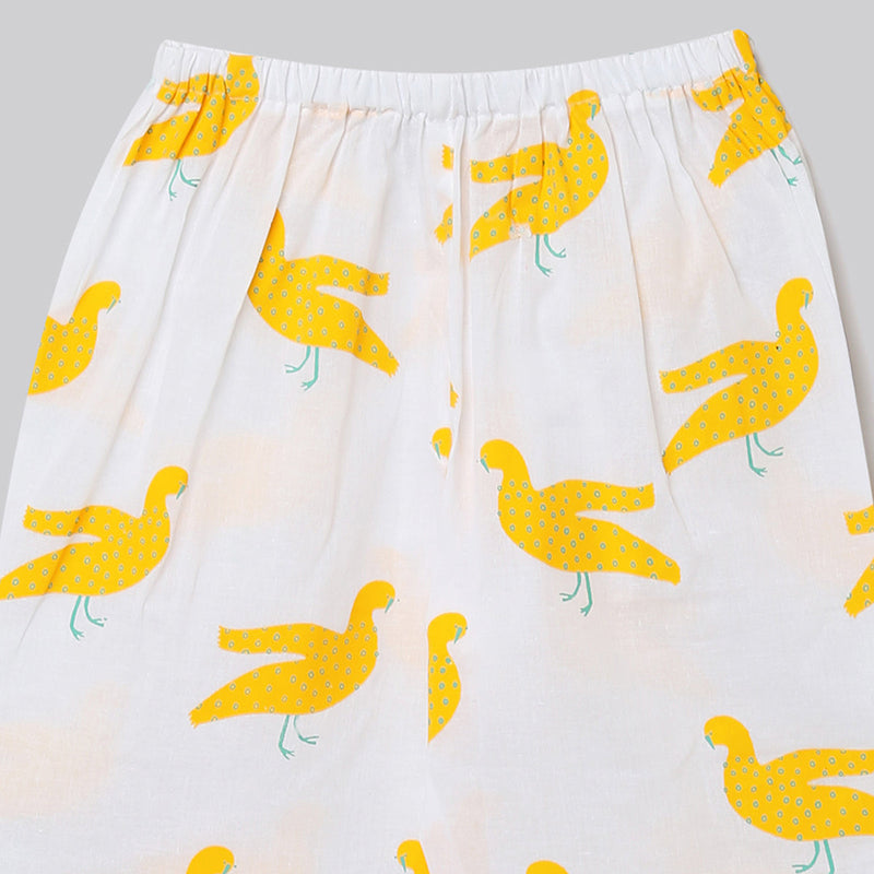 Cotton Night Suit for Kids | Pajama Set | Duck Print | Lemon Yellow