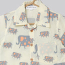 Cotton Shirt for Boys | Elephant Print | Light Yellow