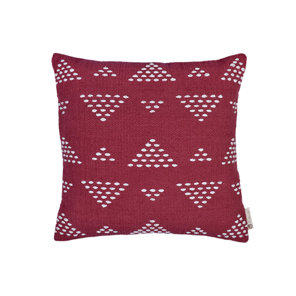 Handwoven Cotton Cushion Cover | Muted Scarlet