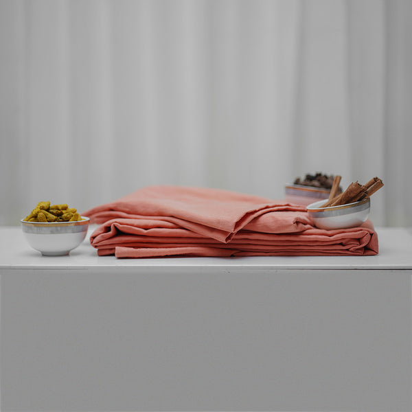 Organic Cotton Bedsheet With Pillow Cover | Sandalwood Dyed | King Size | Peach