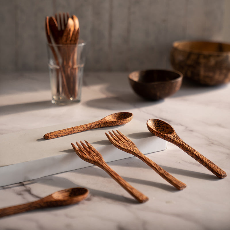 Handmade Coconut Wood Spoon and Fork Set of 2