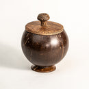 Handmade Coconut Shell Container with Lid and Small Spoon