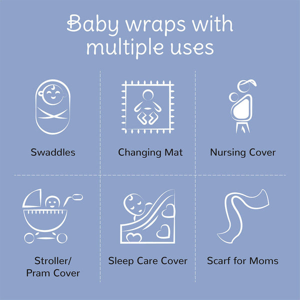 Newborn Essentials | Bamboo Cotton Baby Swaddle Wrap | Pack of 2 | 90 x 90 cm