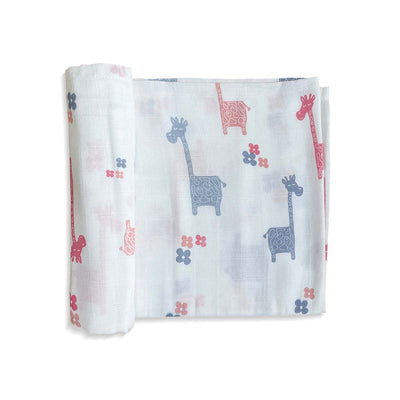 Newborn Essentials | Bamboo Cotton Baby Swaddle Wrap | Giraffe | 90 x 90 cm