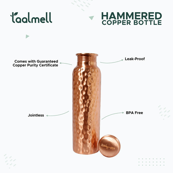 Copper Bottle | Hammered | 1 Litre