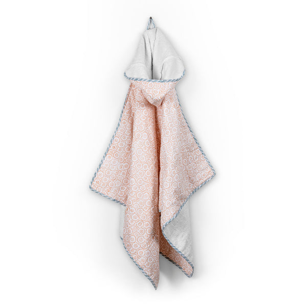 Cotton Kids Towel | Hoodel Towel | 138 x 74 cm | White & Orange