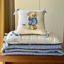 Cotton Muslin Blanket Set for Kids | Pillow & Cushion | Blue | Set of 3.