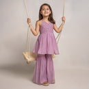 Kurta Sharara Set for Girls | Chanderi Silk | Lavender.