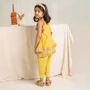 Chanderi Silk Kurta with Dhoti Pants for Girls | Yellow