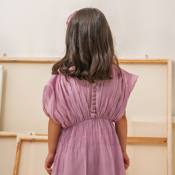 Chanderi Silk Dress for Kids | Lavender