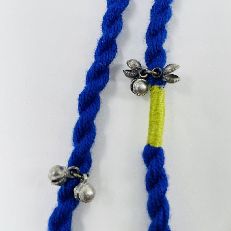 Brass & Cotton Thread Necklace | Blue & Green