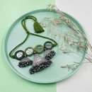 Brass & Cotton Thread Necklace | Pink & Green