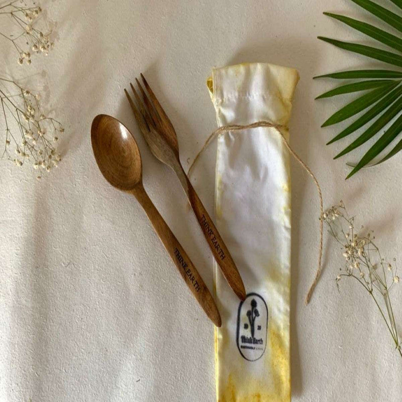 Handcrafted Teak Wood Spoon & Fork Set of 2