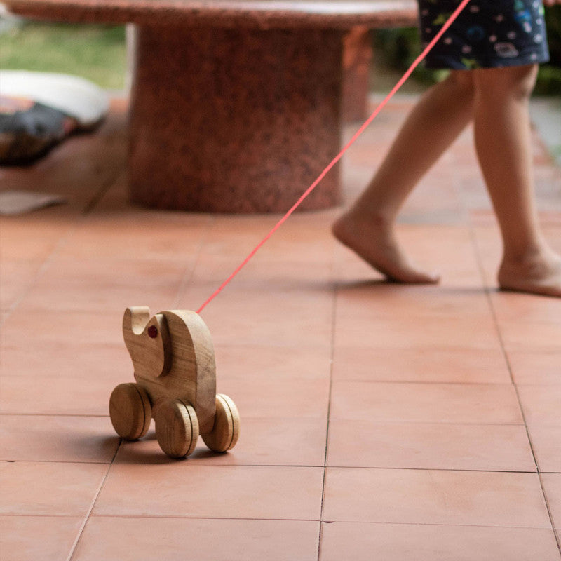 Elephant Toy for Kids | Wooden Pull and Push Toy | Beige