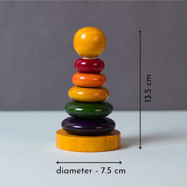 Wooden Ring Stacking Toy for Baby | 13.5 cm | Multicolour