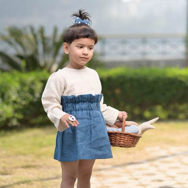 Birthday Outfits | Linen Ruffled Skirt for Kids | Indigo