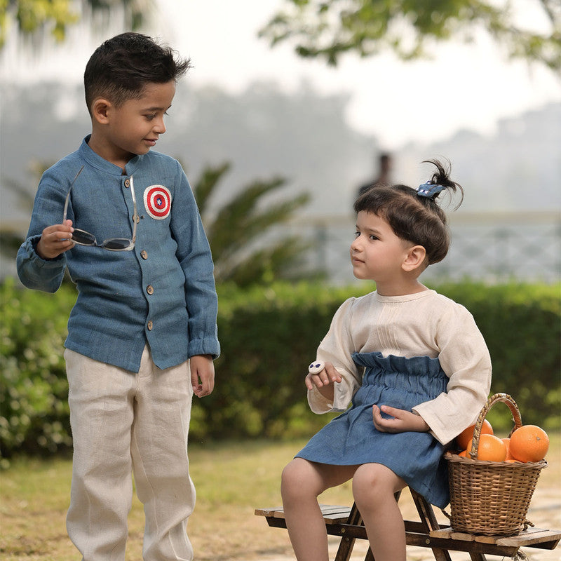 Birthday Outfits | Linen Ruffled Skirt for Kids | Indigo