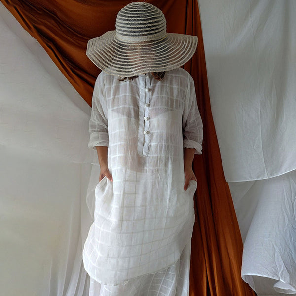 White Kurta | Checkered | White