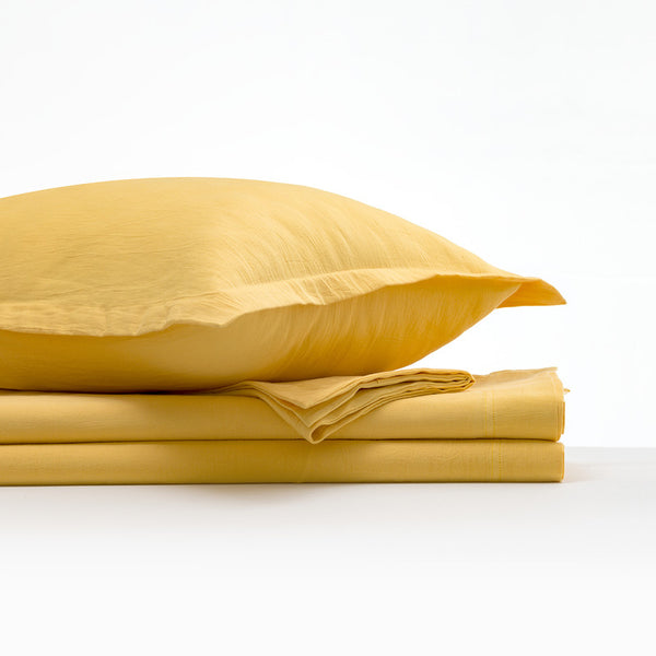 Organic Cotton Bedsheet With Pillow Cover | Turmeric Dyed | King Size | Yellow