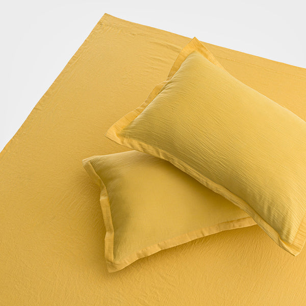 Organic Cotton Bedsheet With Pillow Cover | Turmeric Dyed | King Size | Yellow