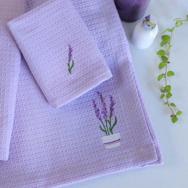 Cotton Towel Set | Bath Face & Hand Towel | Lavender | Set of 3