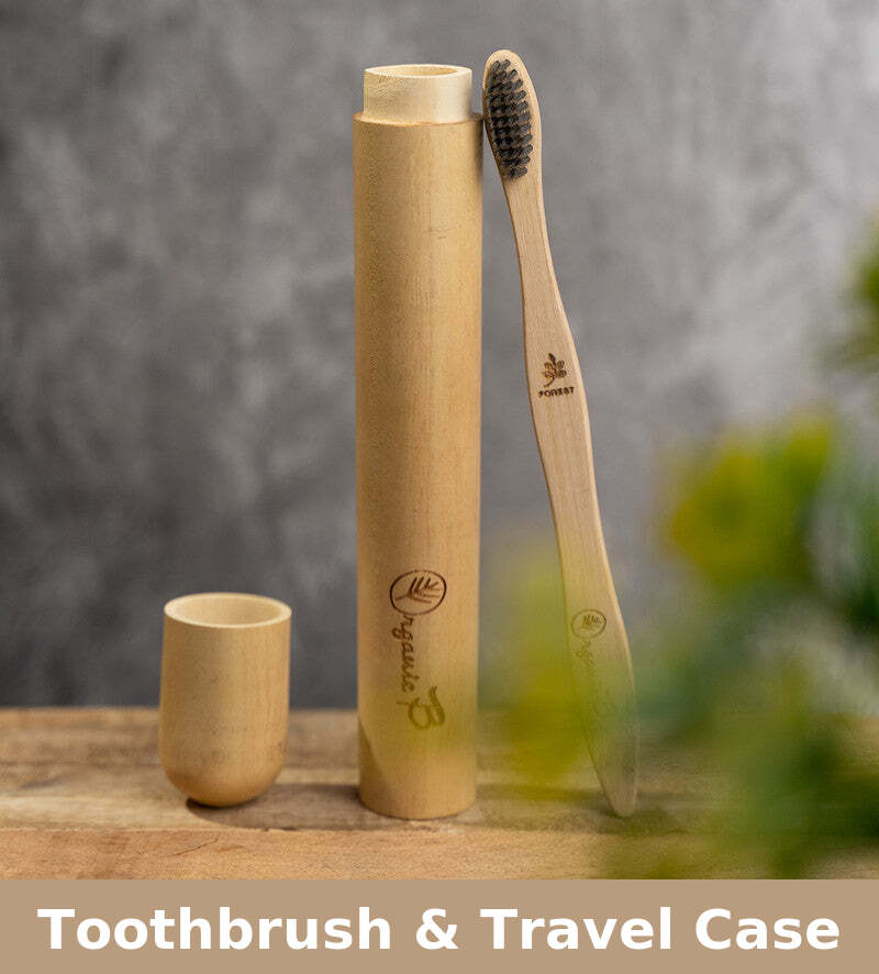 Bamboo Toothbrush with Travel Case | Charcoal Bristles