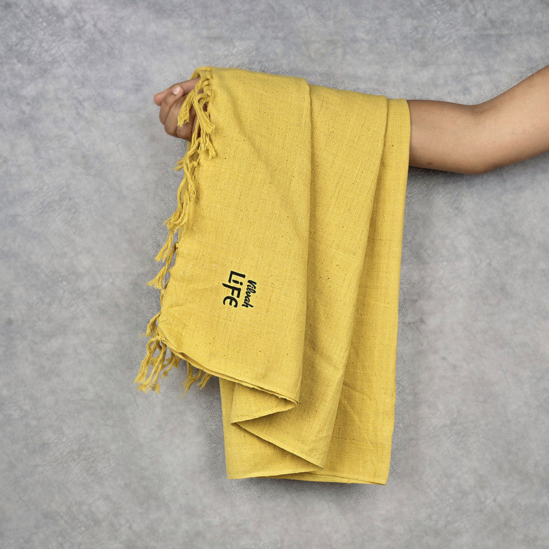 Cotton & Jute Towel | Herbal Dyed | Yellow