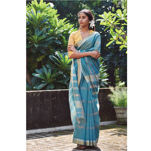 Maheshwari Silk Saree | Teal