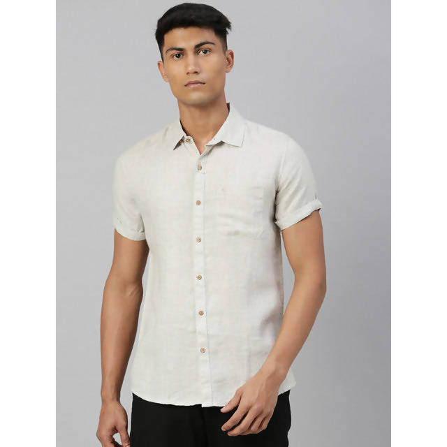 Hemp Slim Fit Casual Shirt | Beige