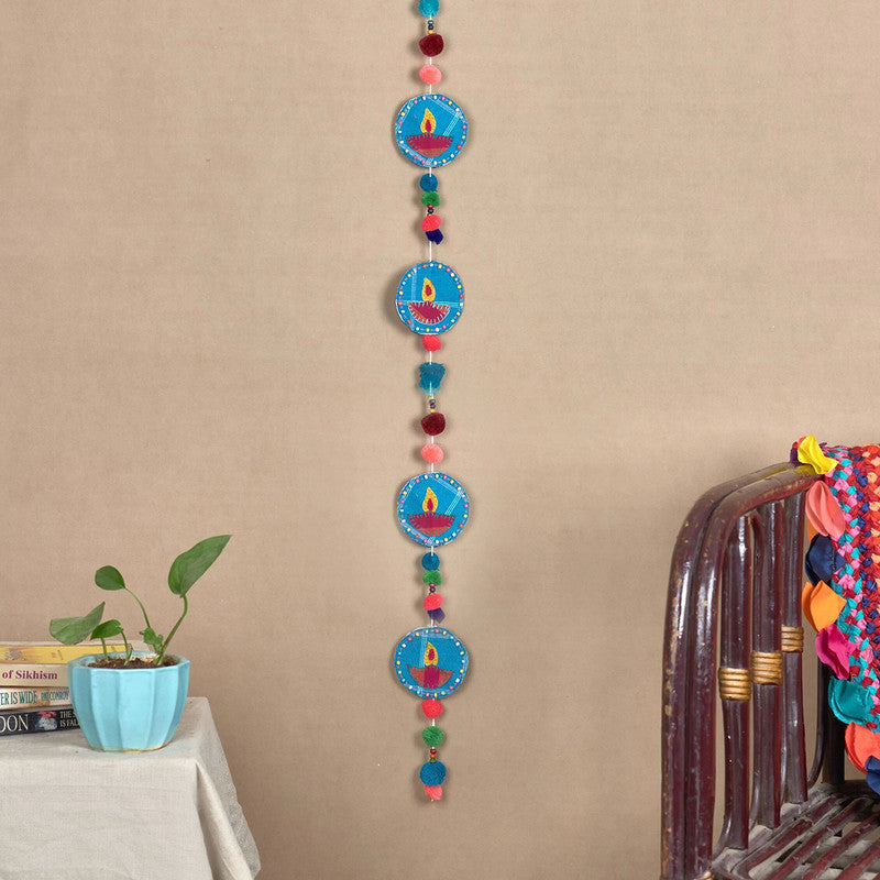 Festive Toran | Pom Pom Diya Decorative String | Home Decoration