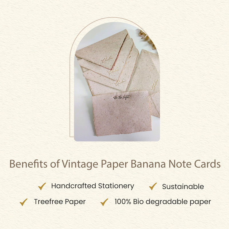 Vintage Paper Banana Note Cards | Set of 5