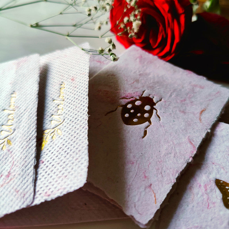 Eco-Friendly Gifts | Textile Pink Paper Wish Cards | Set of 5