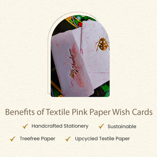 Textile Pink Paper Wish Cards | Set of 5