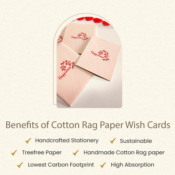 Cotton Rag Paper Wish Cards | Handmade | Set of 5 | Beige