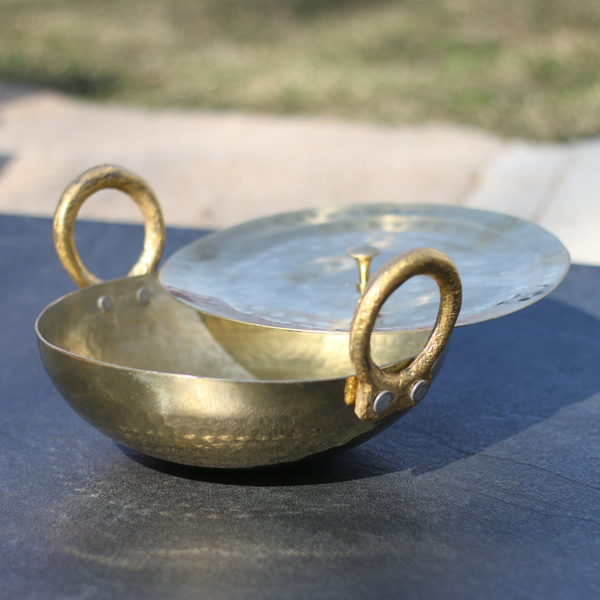 Brass Utensils | Brass Cookware | Kadai with Lid | 1.5 Litre