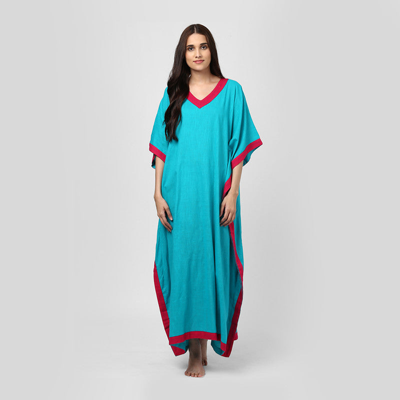 Cotton Kaftan | V-Neck | Blue