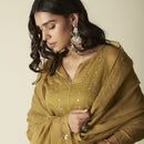 Festive Wear for Women | Embroidered Kota Doria Suit Set | Yellow