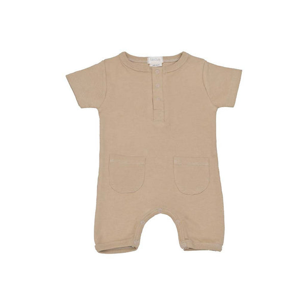 Ribbed Cotton Baby Romper | Latte