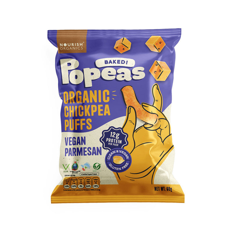 Popeas Protein Chickpea Puffs | Vegan Parmesan | Pack of 4