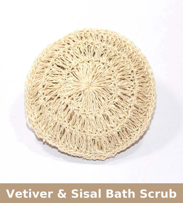 Natural Bath Scrubber | Vetiver Root & Sisal | Beige.