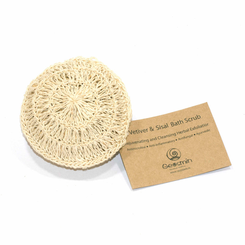 Natural Bath Scrubber | Vetiver Root & Sisal | Beige.