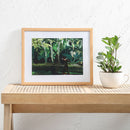 Cotton Wall Art Painting | Wooden Frame | Green | 42 cm