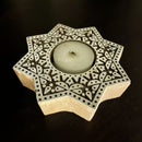 Wooden Tea Light Candle Holder | Star Design | Set of 2