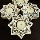 Wooden Tea Light Candle Holder | Star Design | Set of 2