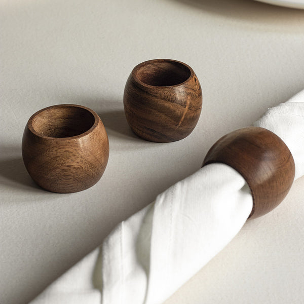 Mango Wood Napkin Rings | Set of 2 | Brown