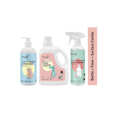 Natural Cleaning Kit | Dishwash Liquid | Floor & Surface Cleaner | Baby Safe | Set of 3