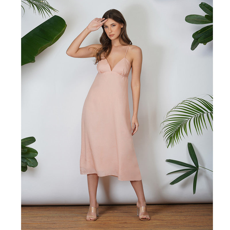 Modal Midi Dress | Strappy Dress | Coral Peach