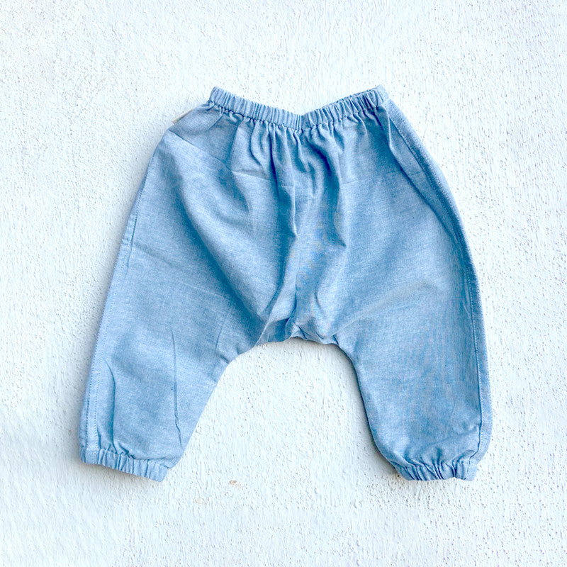 Organic Cotton Kurta Pants Set for Kids | Blue & White