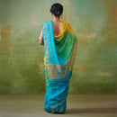 Festive Wear | Pure Linen Ombre Saree | Yellow & Blue